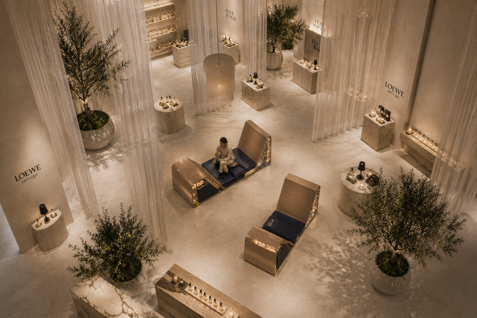 Alcôve — Scénographie retail Loewe x Diptyque