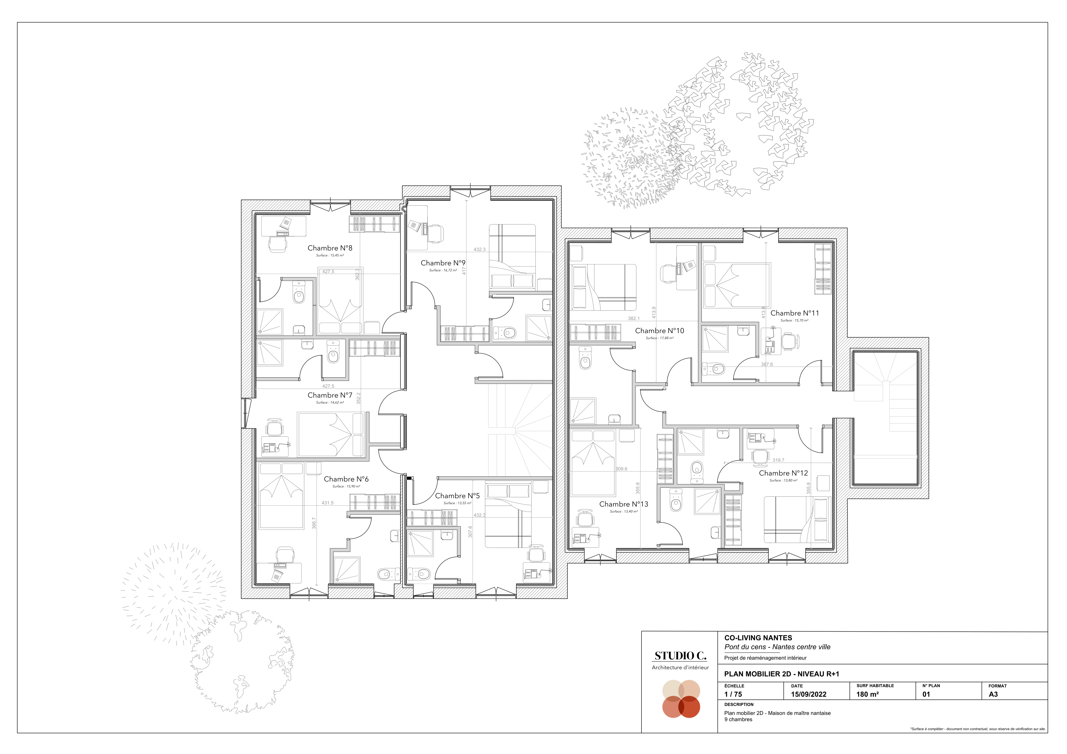 Plan mobilier 2D — R+1