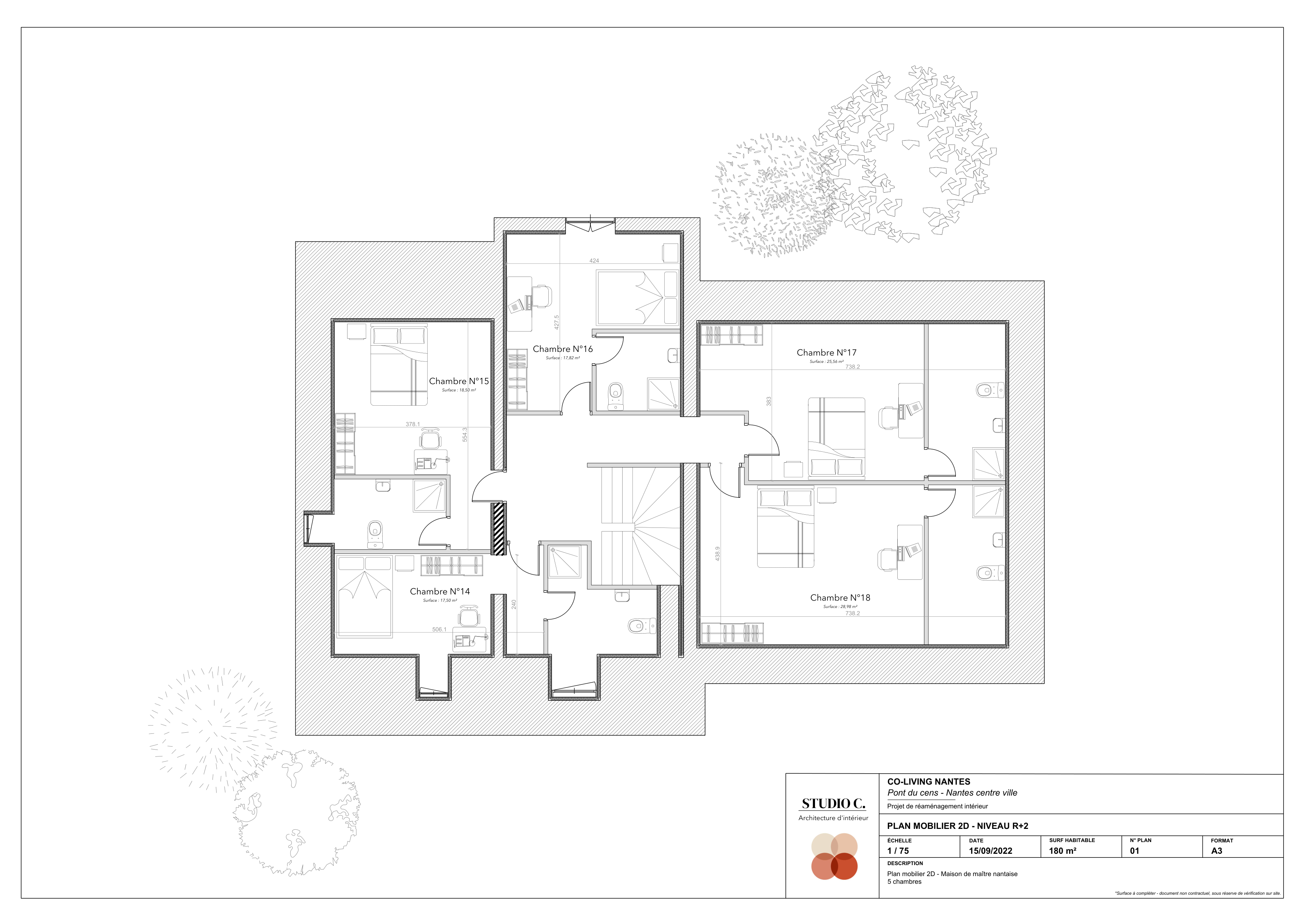 Plan mobilier 2D — R+2