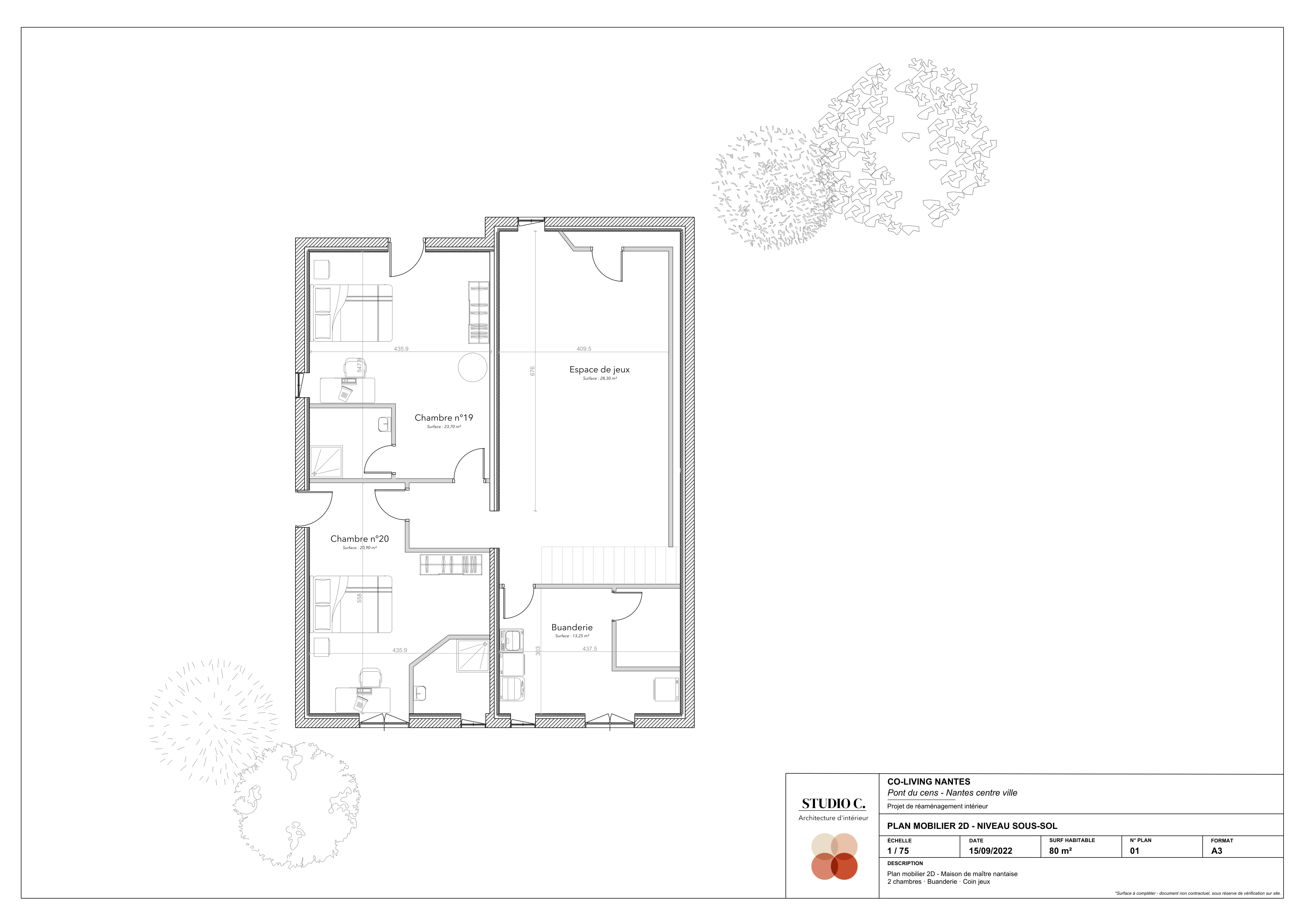 Plan mobilier 2D — Sous-sol